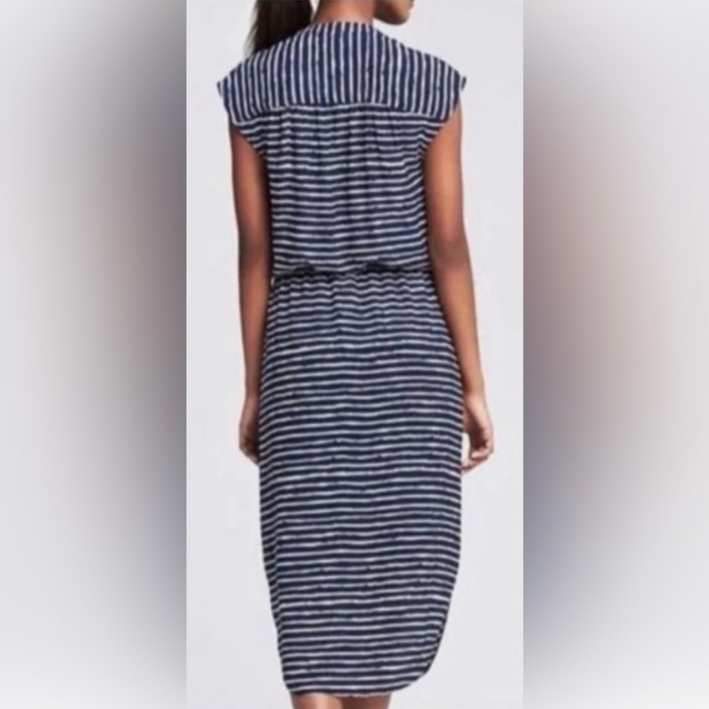 Banana Republic Navy and White Striped Midi Dress - Picture 2 of 9